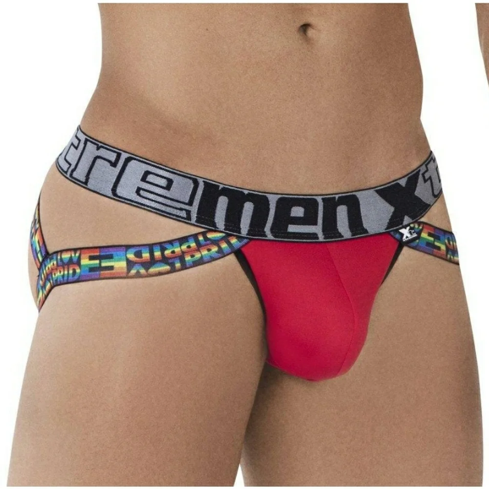 Xtremen Red Pride Jockstrap Mens Underwear LGBT Size Medium NWOT